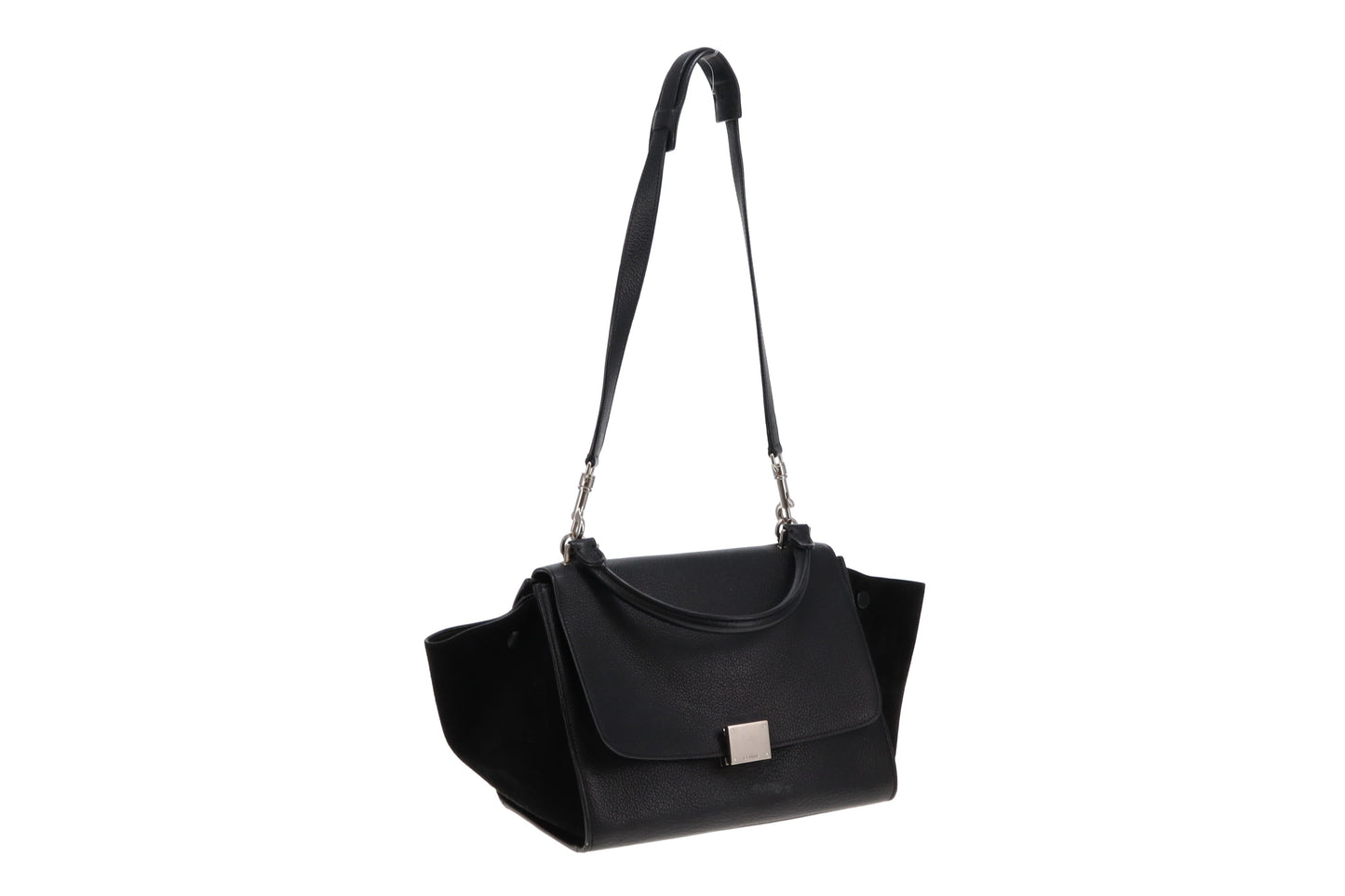 Celine Black Leather And Suede with SHW Trapeze Bag Small