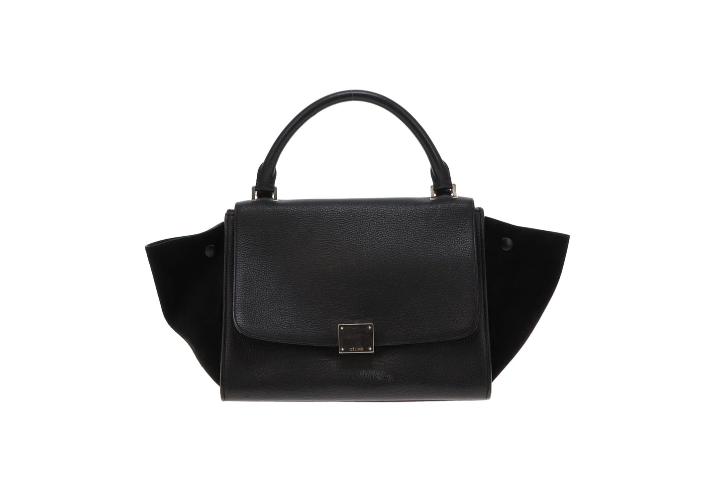 Celine Black Leather And Suede with SHW Trapeze Bag Small