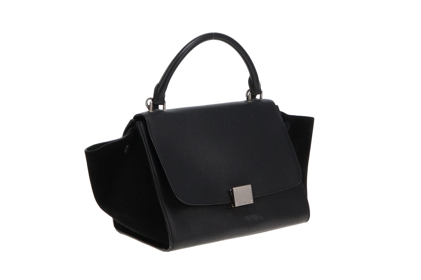 Celine Black Leather And Suede with SHW Trapeze Bag Small