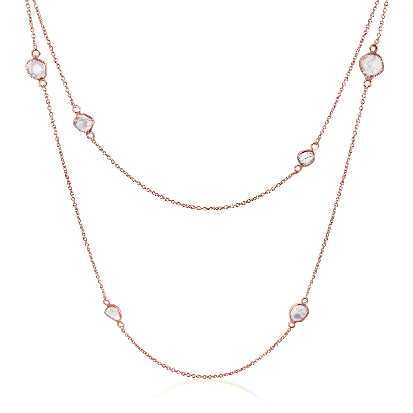 Rock & Divine Dawn Collection Lily Pad Diamond Necklace in 18K Rose Gold 1.6 CTW