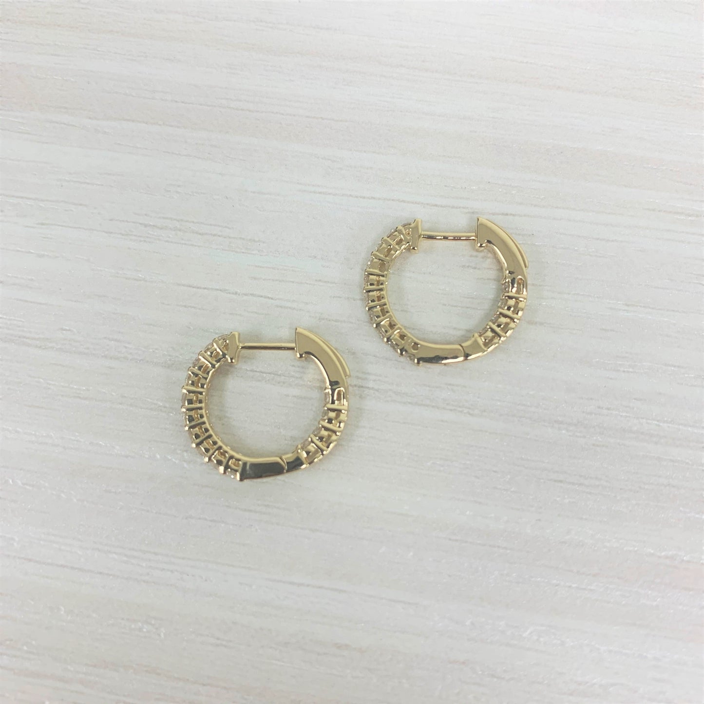 14k Rose Gold & Diamond In & Out Hoop Earrings, 1/2 CTW