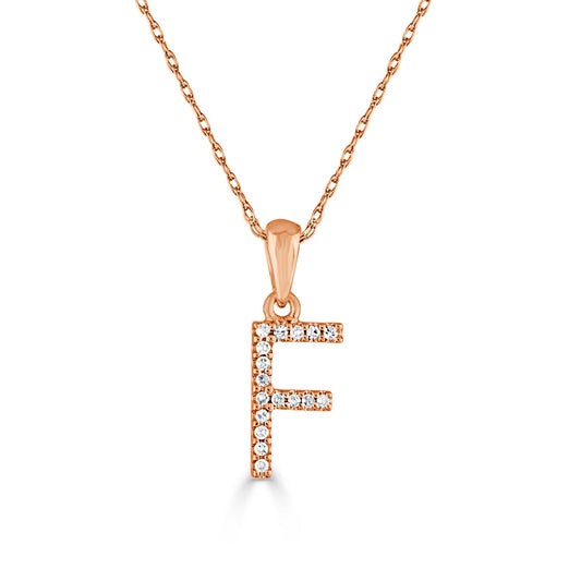 14k White Gold & Diamond Initial Necklace- F