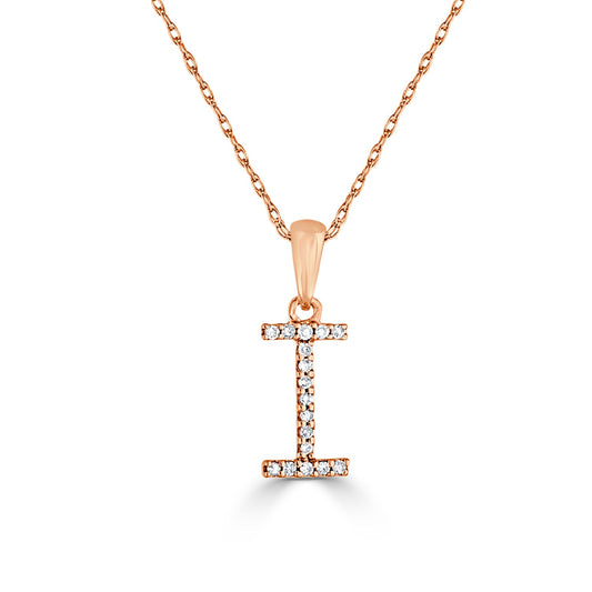 14k White Gold & Diamond Initial Necklace- I