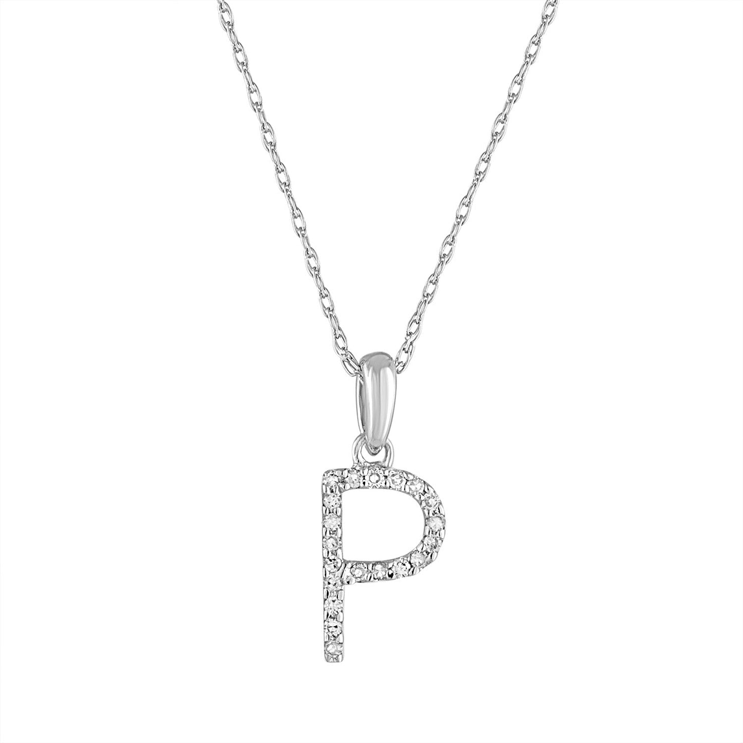 14k Gold & Diamond Initial Necklace- P