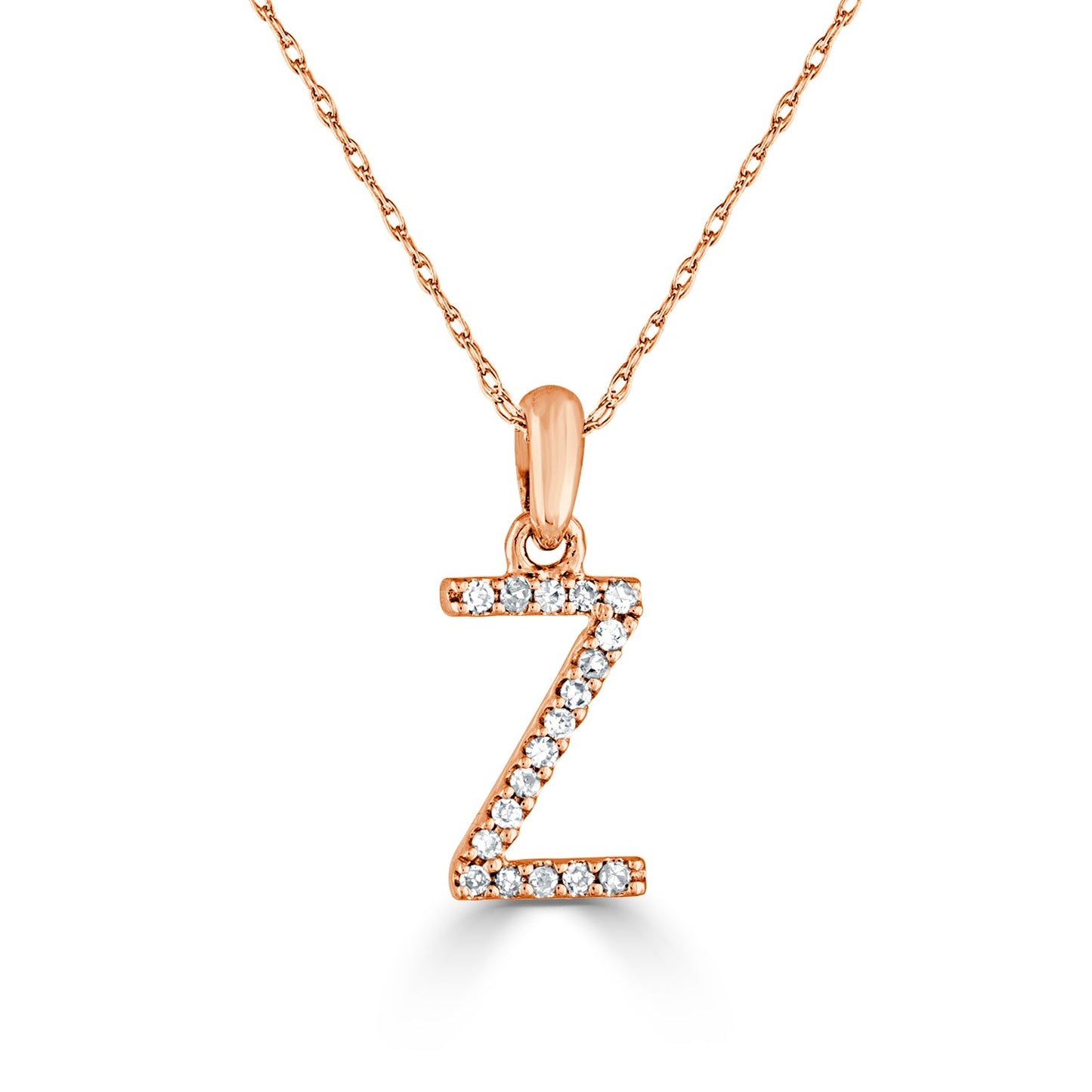 White 14k Gold & Diamond Initial Necklace- Z