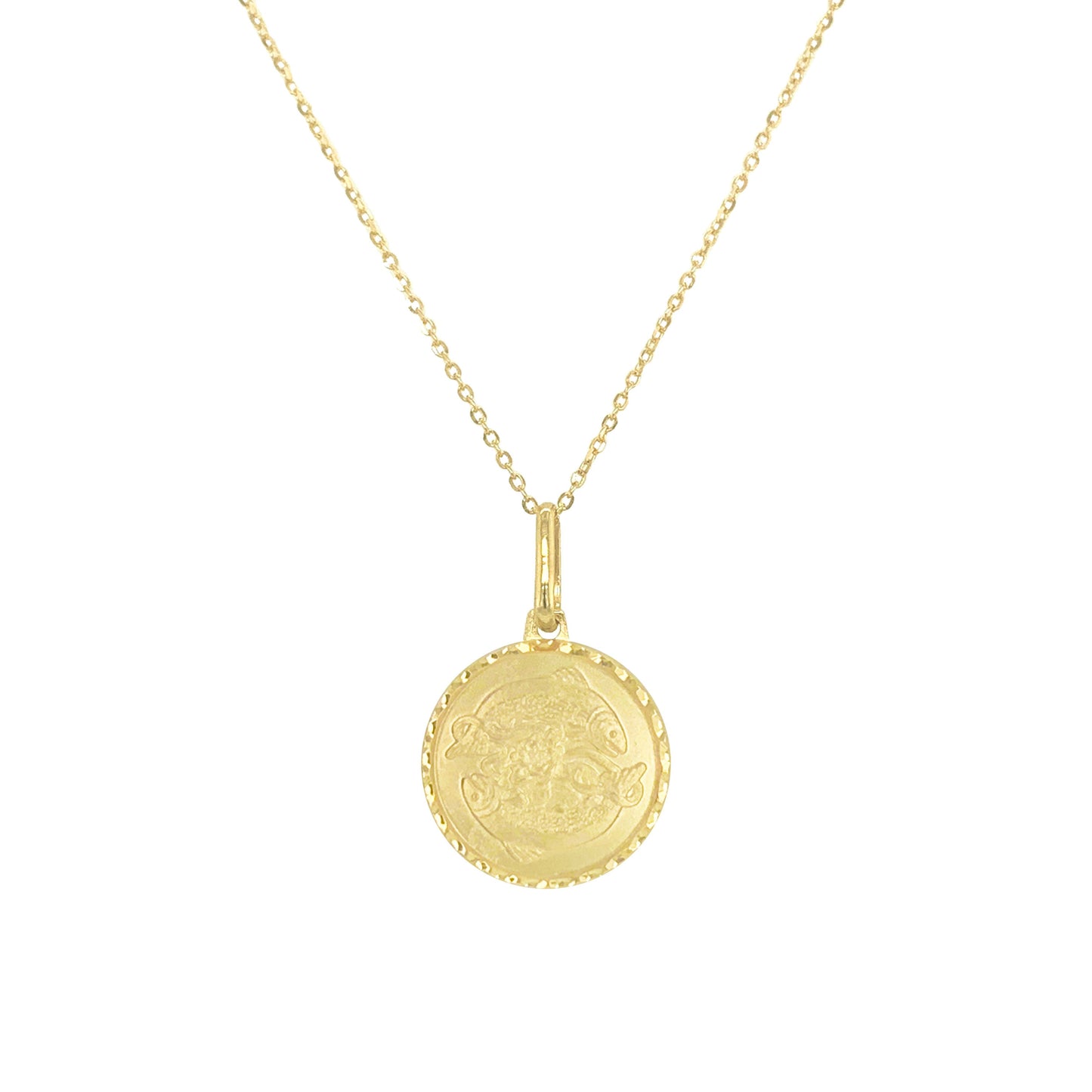 Zodiac Pisces Necklace in 14K Yellow Gold