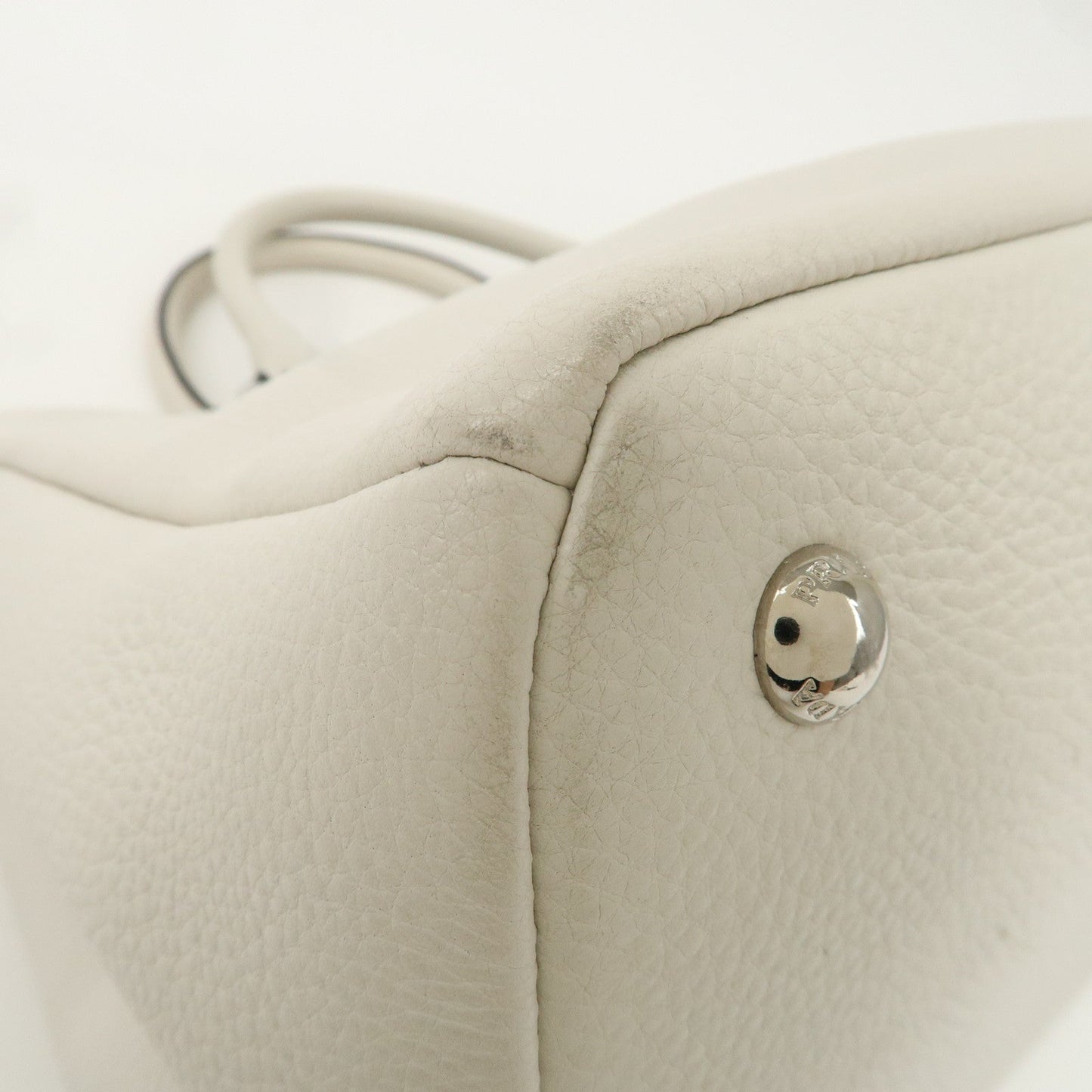 PRADA Leather Hand Bag White BN2579