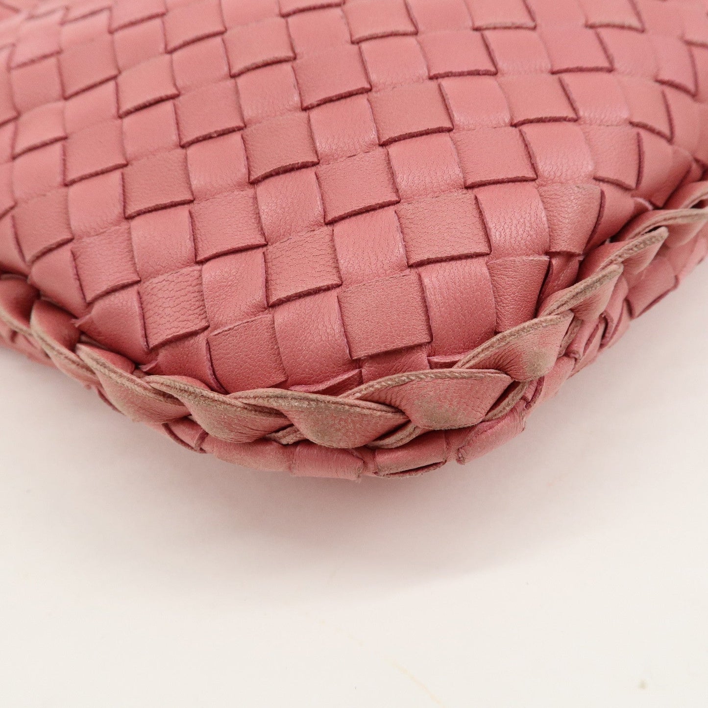 BOTTEGA VENETA Intrecciato Hobo Leather Shoulder Bag Pink 115653