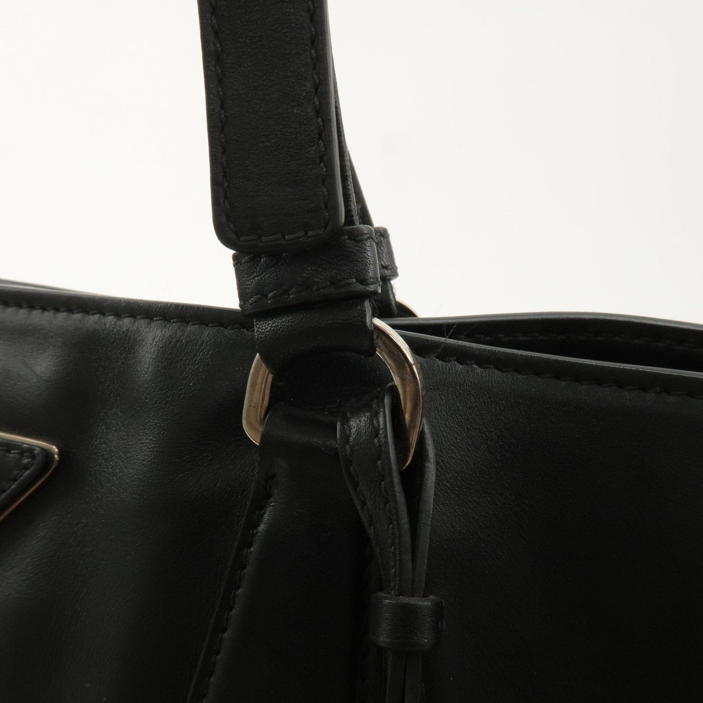 PRADA Logo Leather Tote bag Nero Black