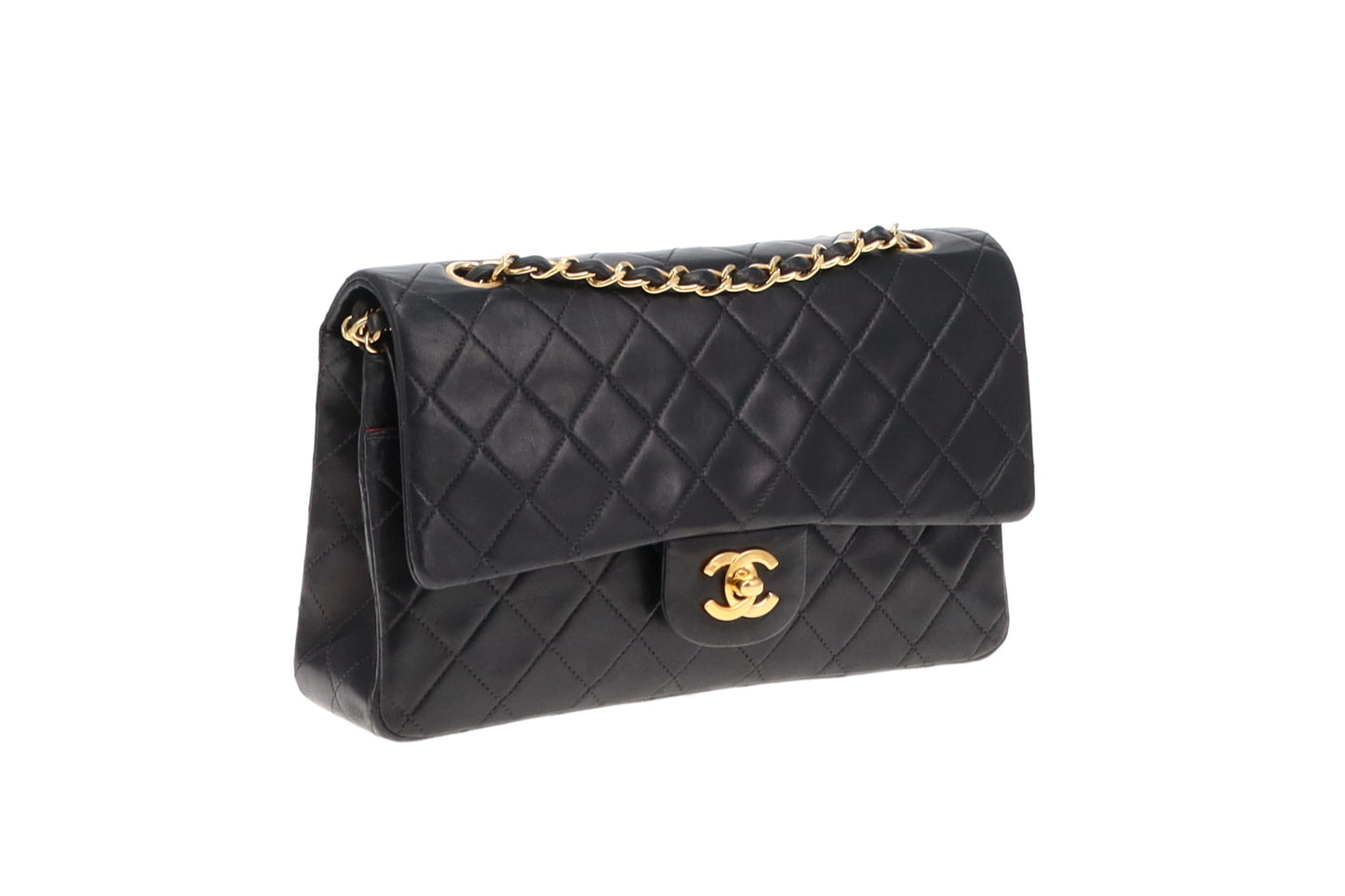 Chanel Black Lambskin GHW Medium Classic Double Flap 1991/94