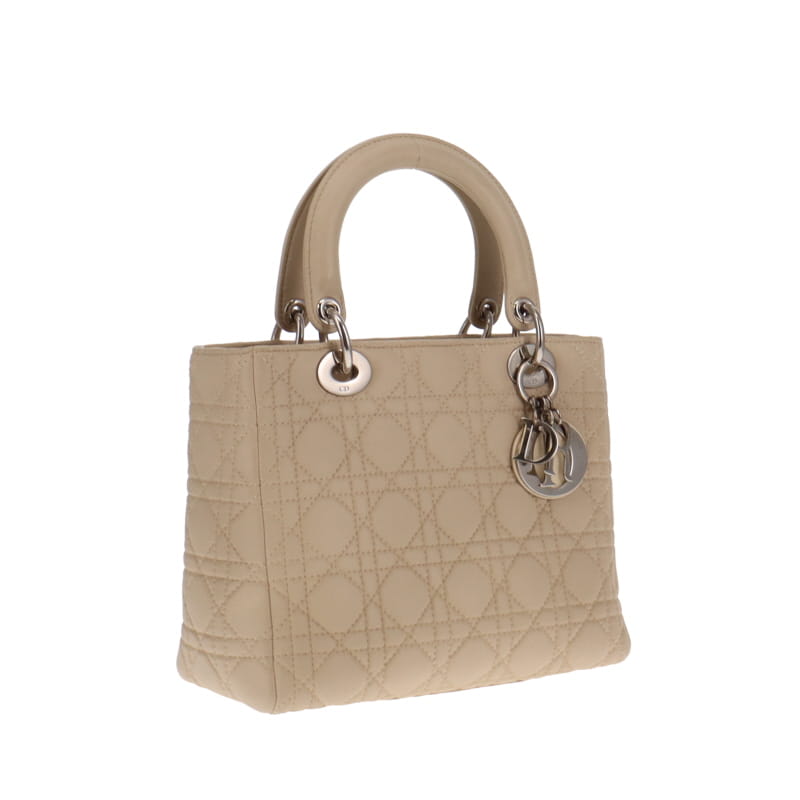 Dior Beige Cannage Calfskin Medium Lady Dior With Strap 2007