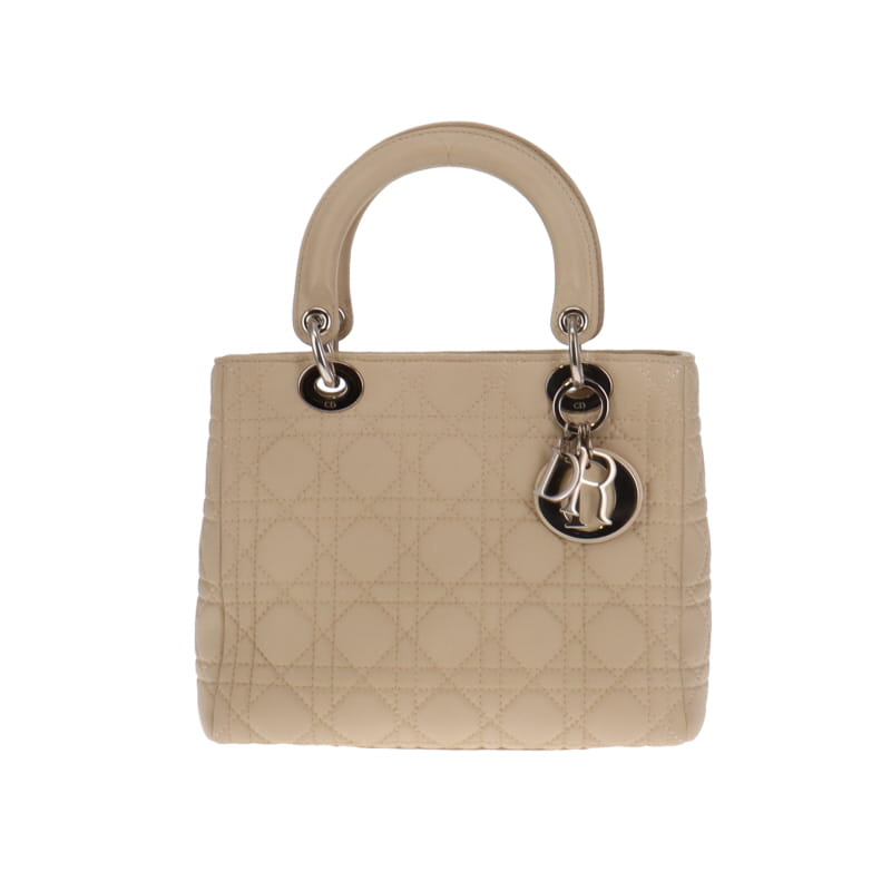 Dior Beige Cannage Calfskin Medium Lady Dior With Strap 2007