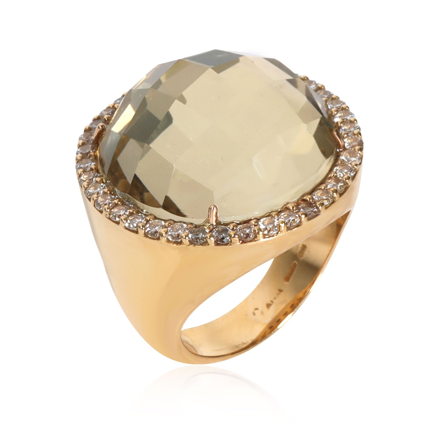 Quartz Diamond Doublet Ring in 18K Yellow Gold 0.95 ctw