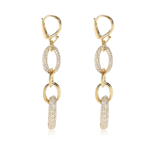 Stardust Oval Link Drop Diamond Earring in 18K Yellow Gold 4.24 CTW