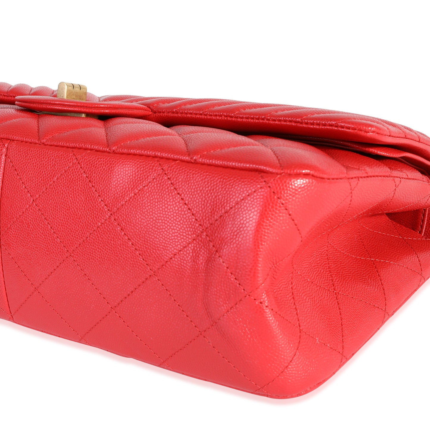 Red Quilted Caviar Reissue 2.55 227 Double Flap Bag