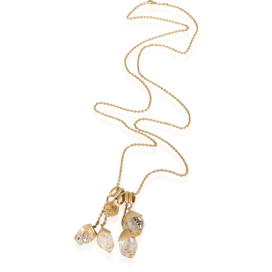 Textured Gold Topped Rock Crystal  Necklace in 18k Yellow Gold on 30 Chain