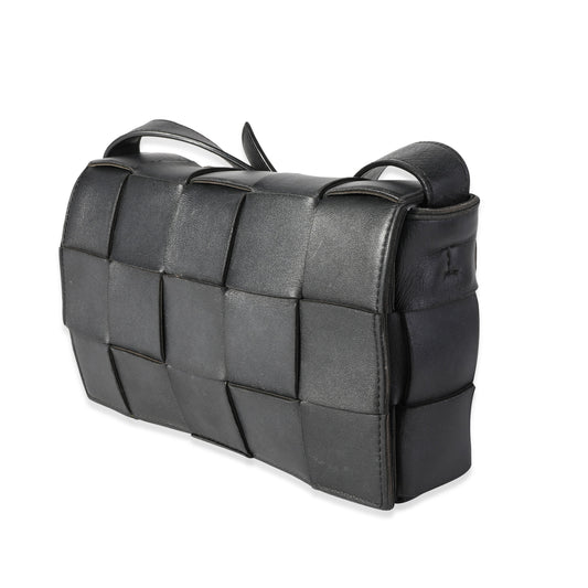 Black Intrecciato Calfskin Cassette Bag