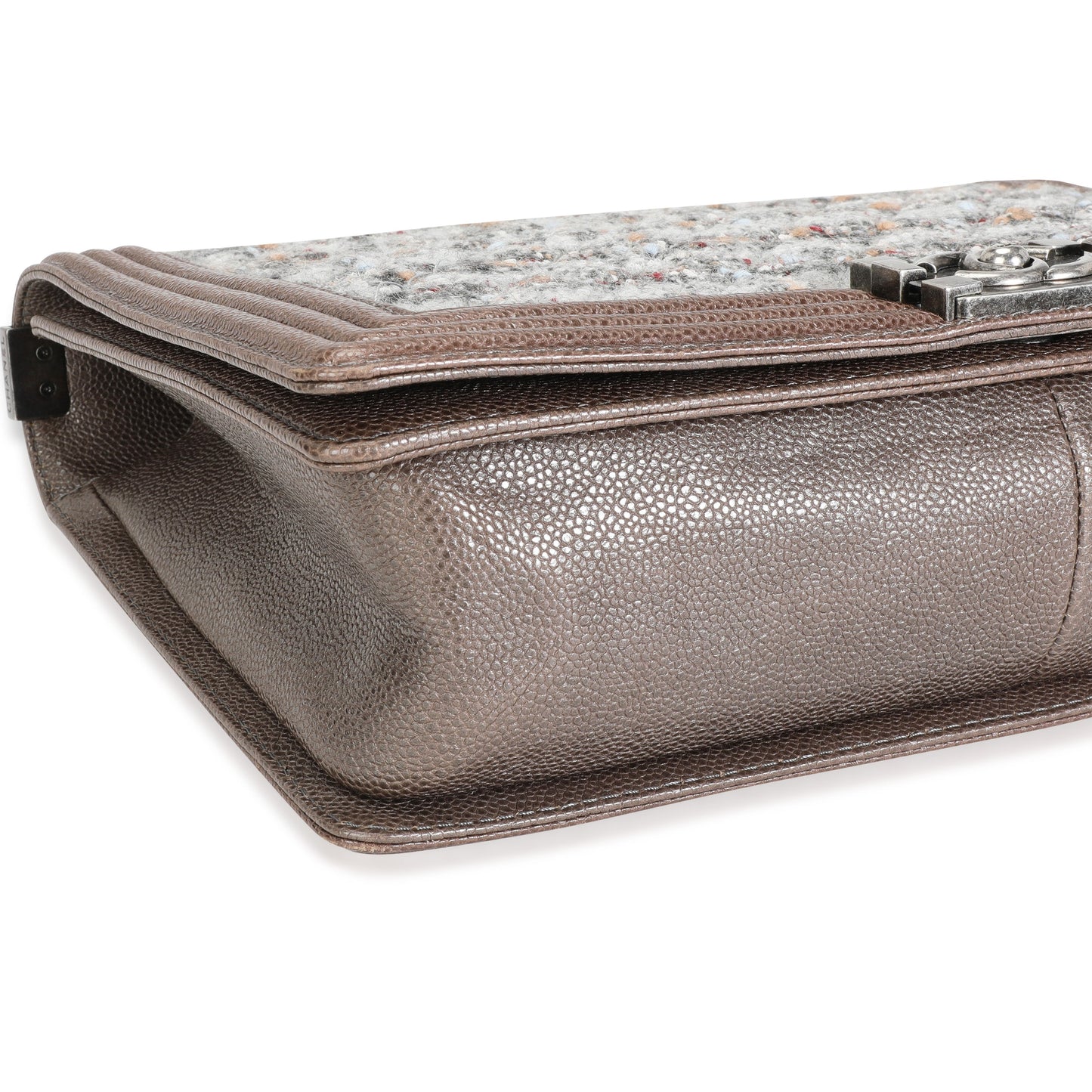 Taupe Caviar and Multicolor Tweed Large Boy Bag