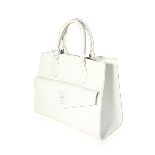 White Leather Monochrome Lockme Tote PM