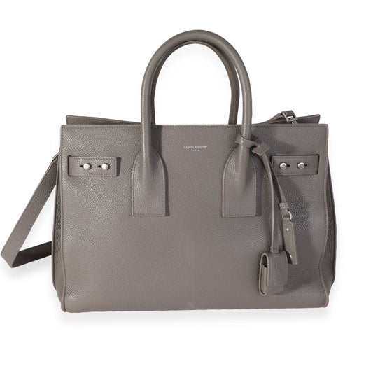 Gray Grained Calfskin Souple Sac De Jour