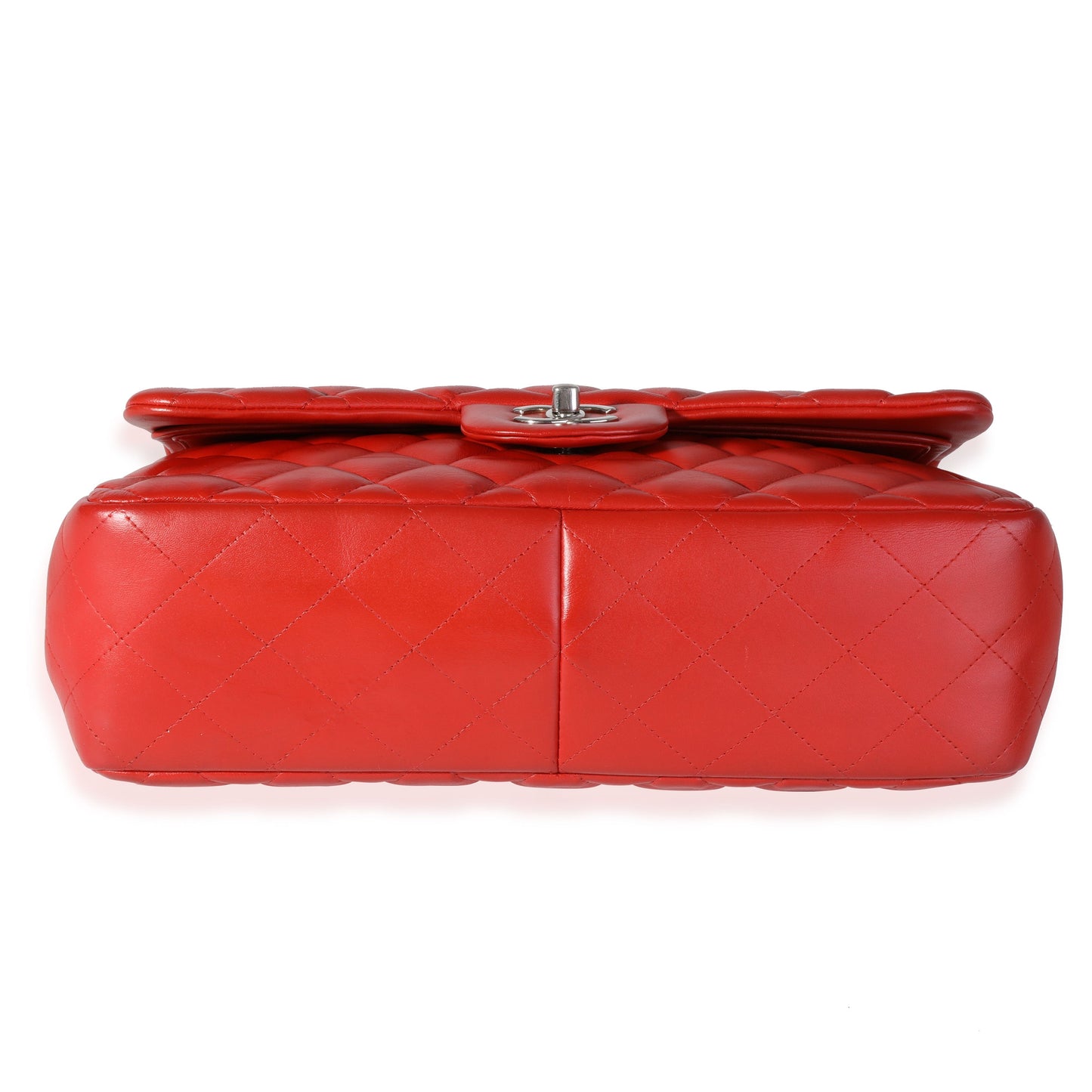 Red Quilted Lambskin Classic Jumbo Double Flap Bag