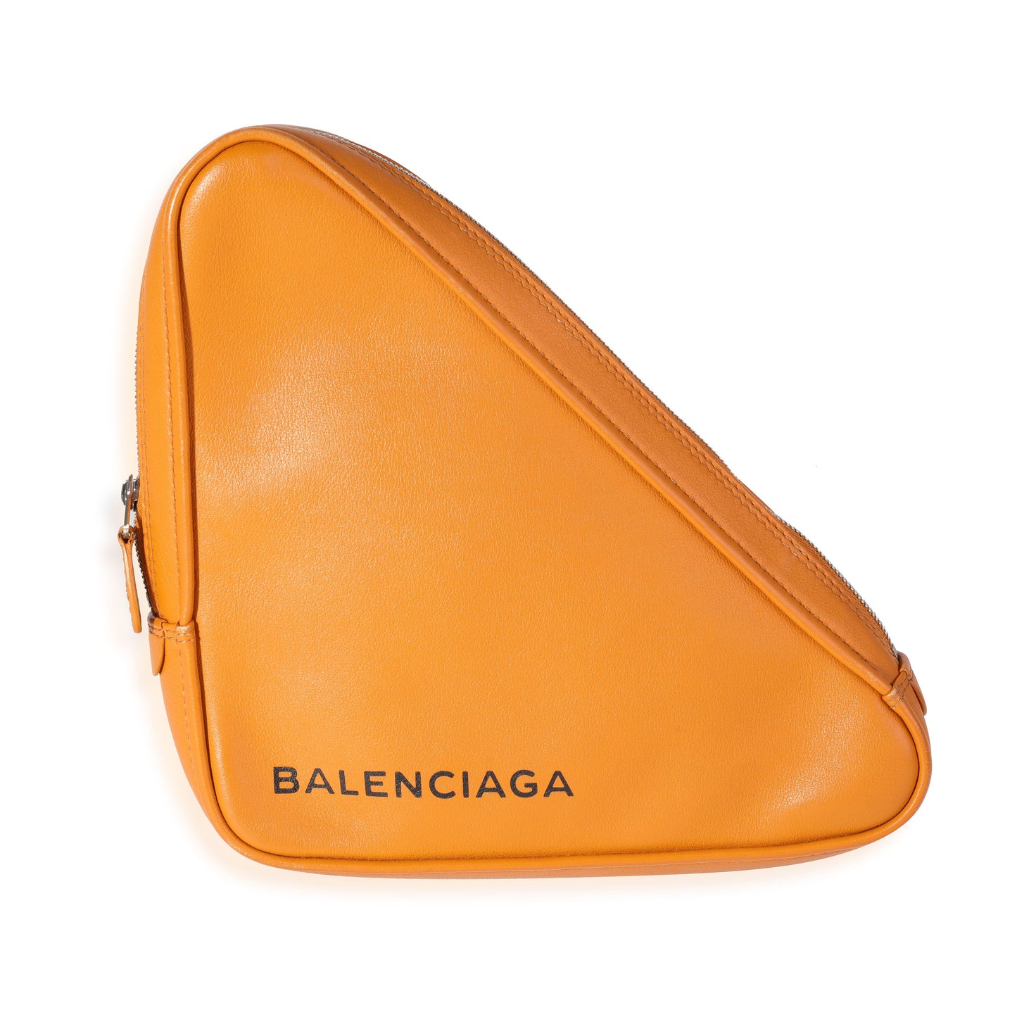 Orange Calfskin M Triangle Pouch