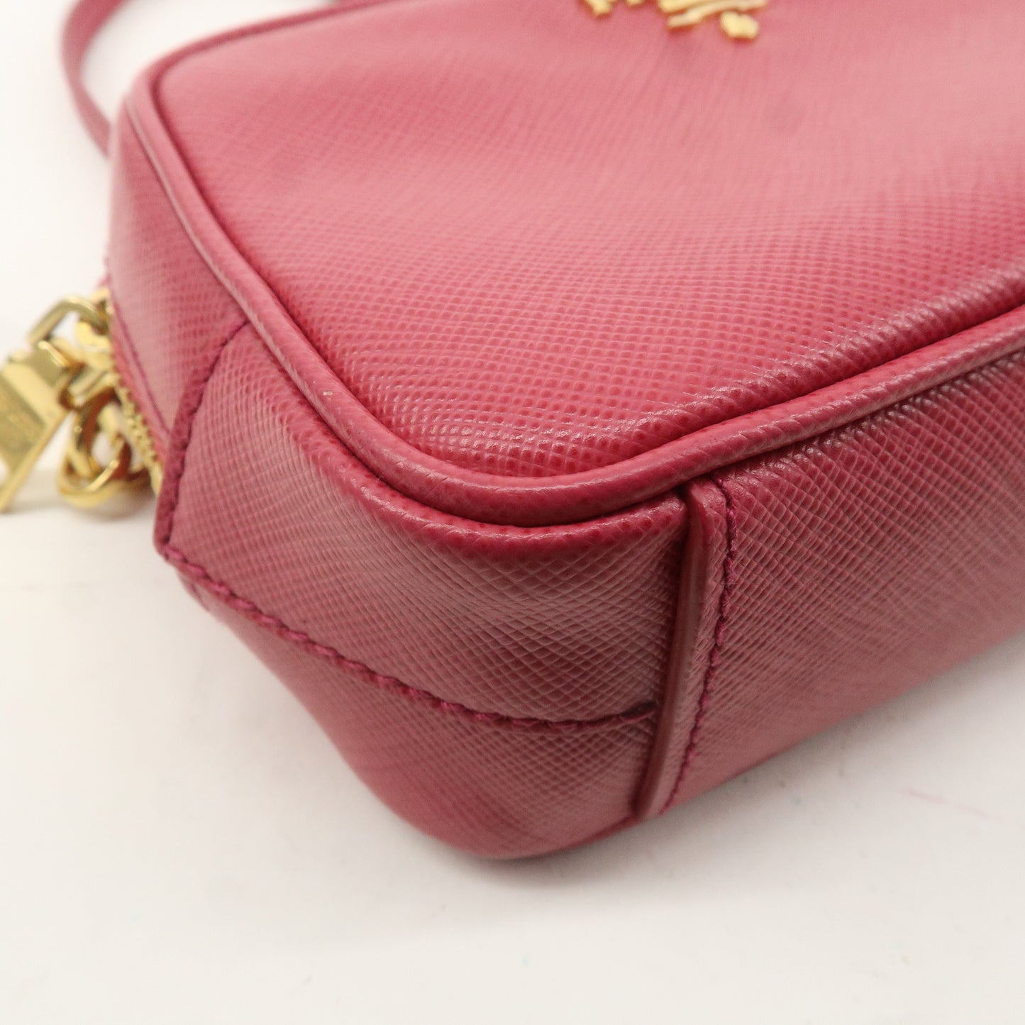 PRADA Logo Leather Crossbody Shoulder Bag Pink 1N1674