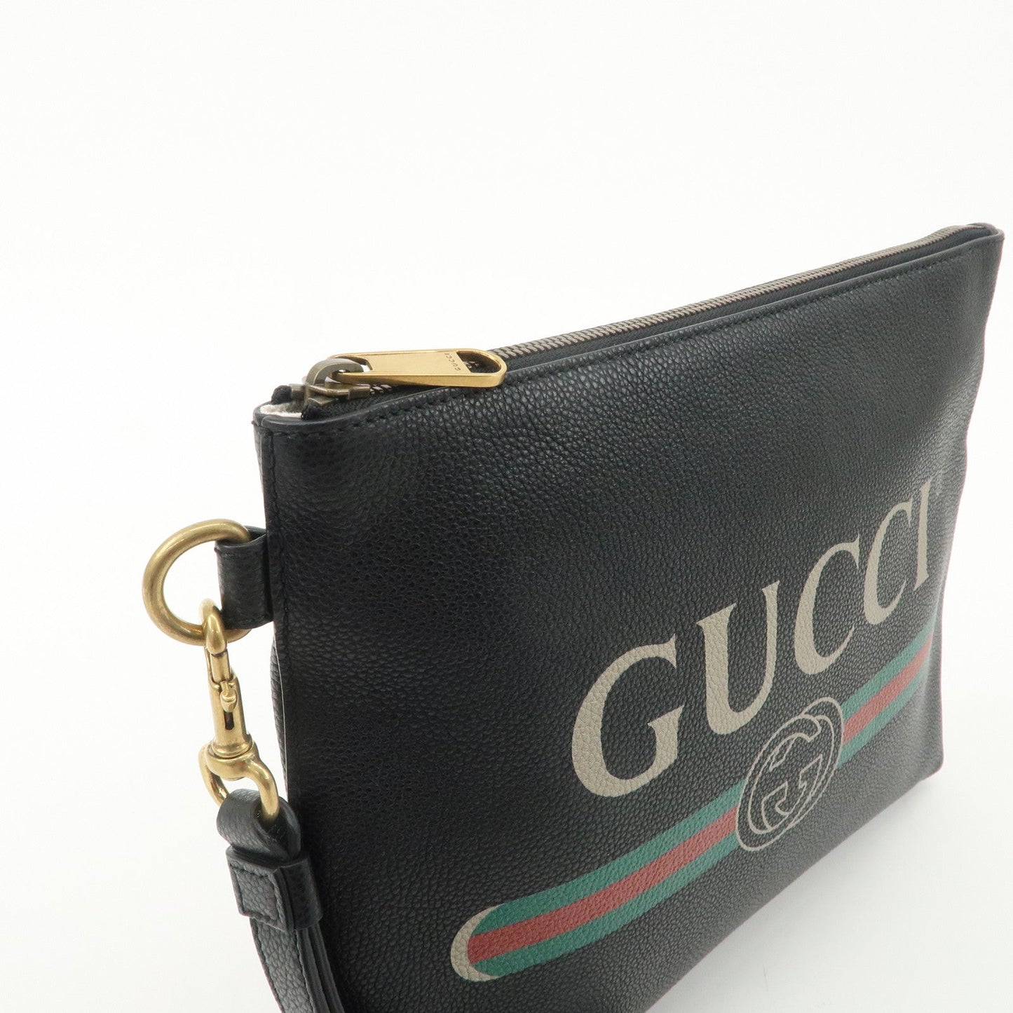 GUCCI Leather Portfolio Medium Clutch Bag Black 572770