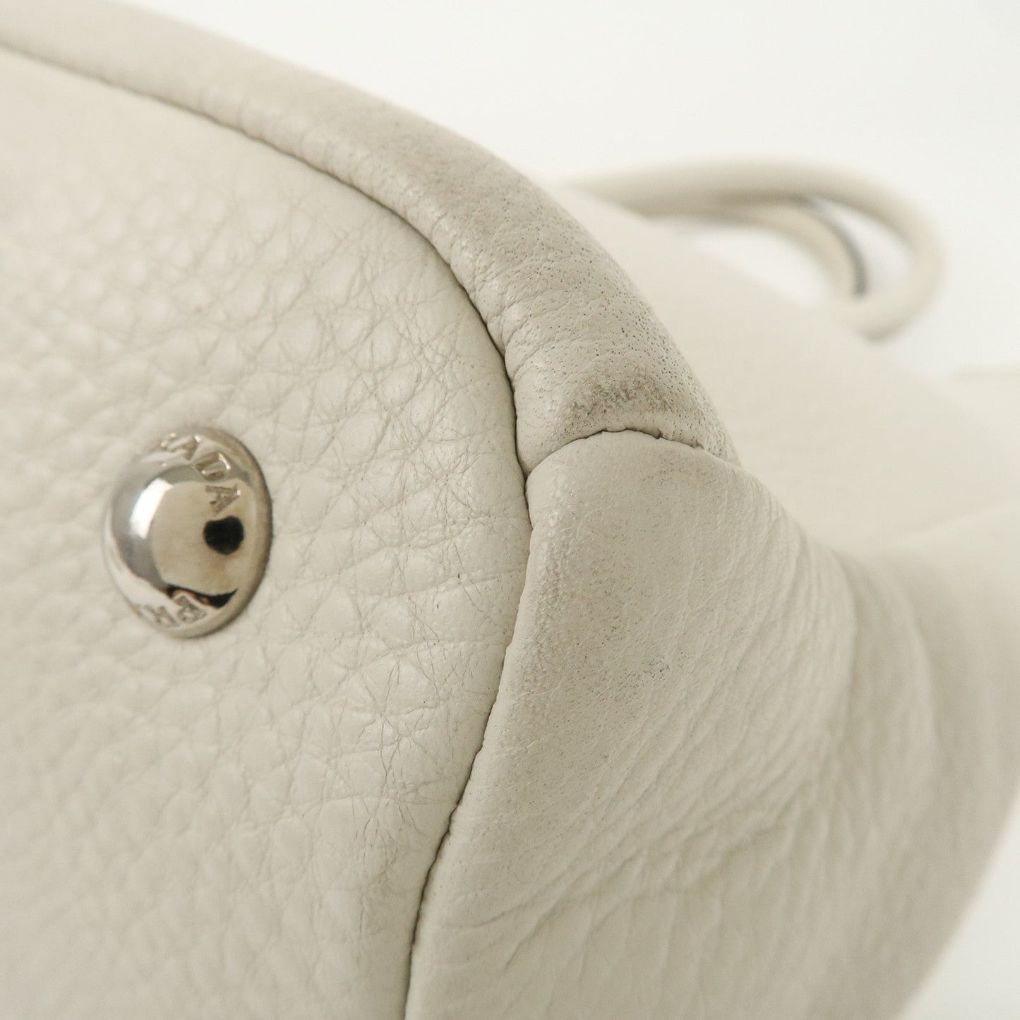 PRADA Leather Hand Bag White BN2579