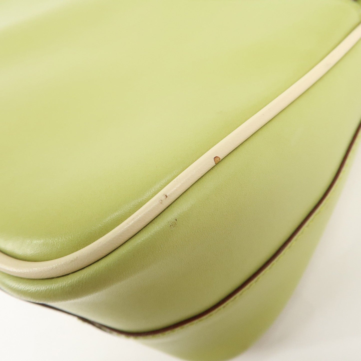 PRADA Leather Shoulder Bag Hand Bag Light Green B10689