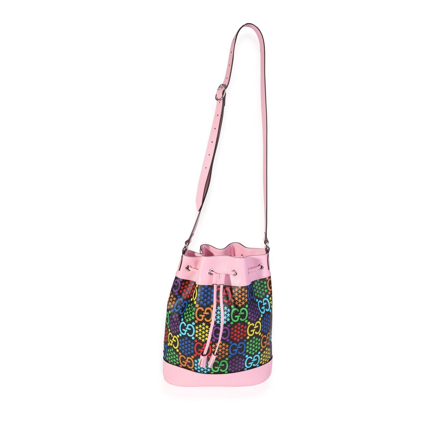 Multicolor Coated Canvas & Pink Leather Psychedelic Bucket Bag