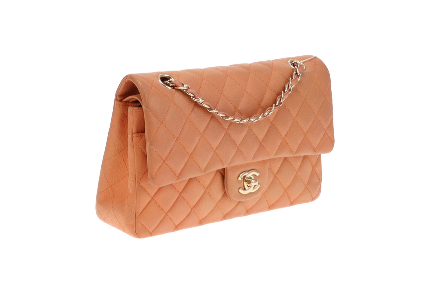 Chanel Peach Caviar Leather Classic Medium Double Flap Bag 2012