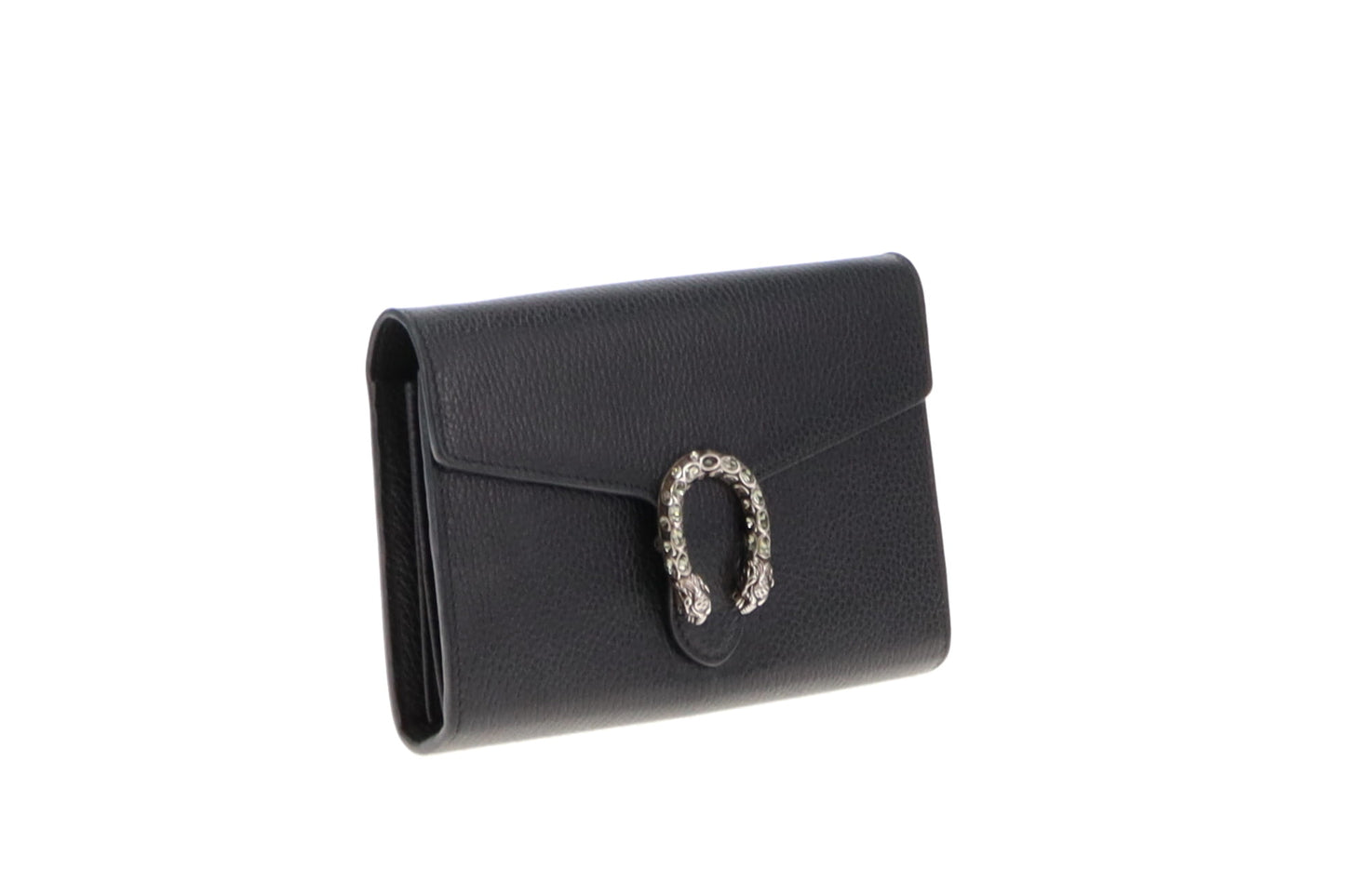 Gucci Black Leather Classic Dionysus Chain Wallet