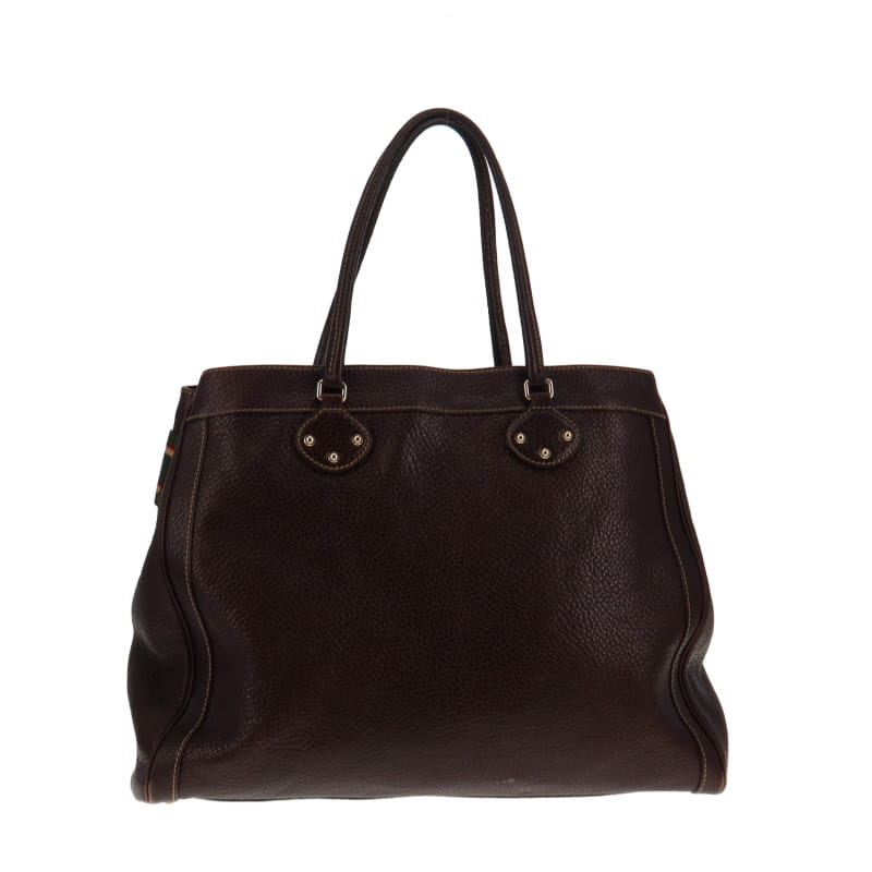 Gucci Vintage Brown Grained Leather Lock Tote