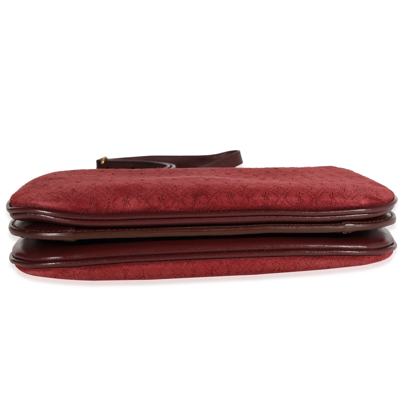 Burgundy Suede & Leather All-Over Monogram Bag