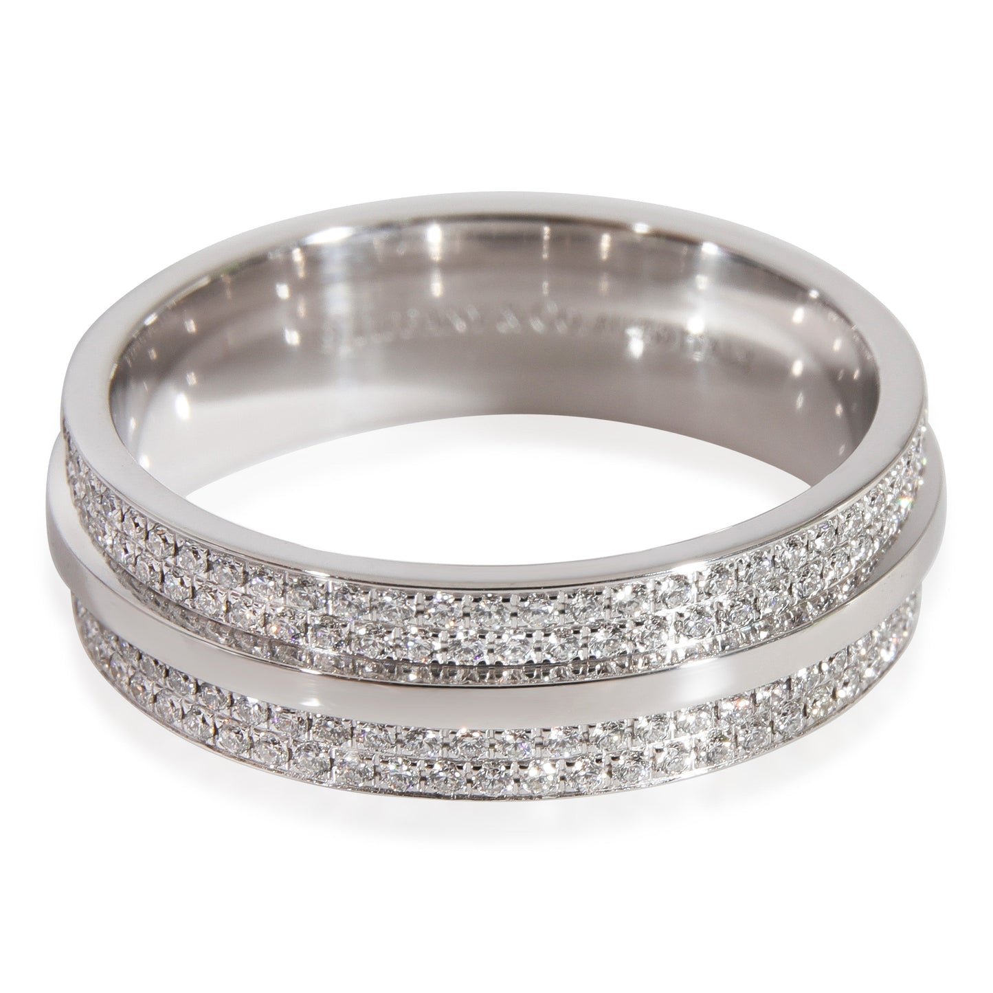 T Wide Pave Diamond Ring in 18K White Gold  0.63 Ctw