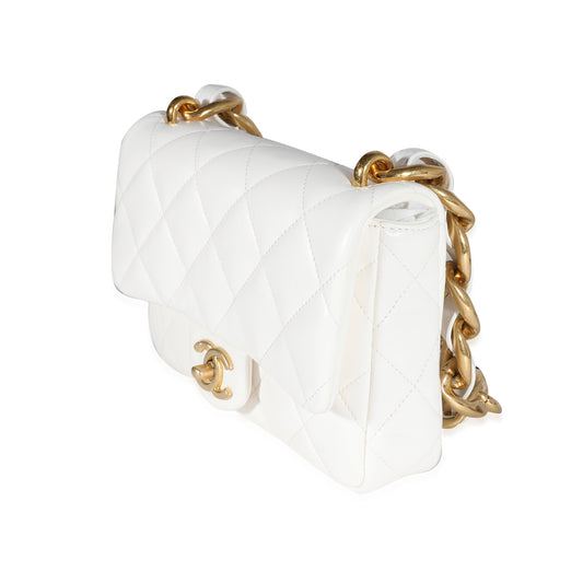 White Quilted Lambskin Small Funky Town Flap Bag