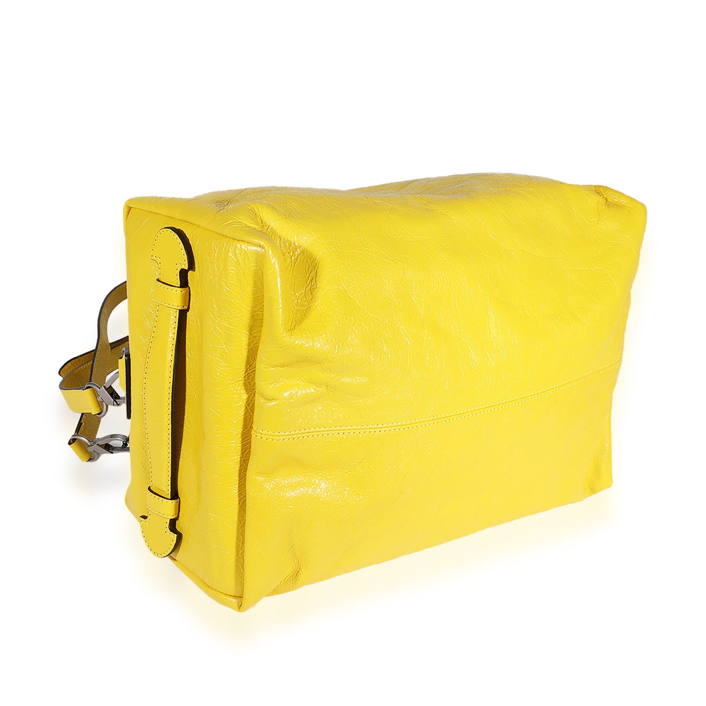 Yellow Soft Crinkled Leather Convertible Backpack Satchel