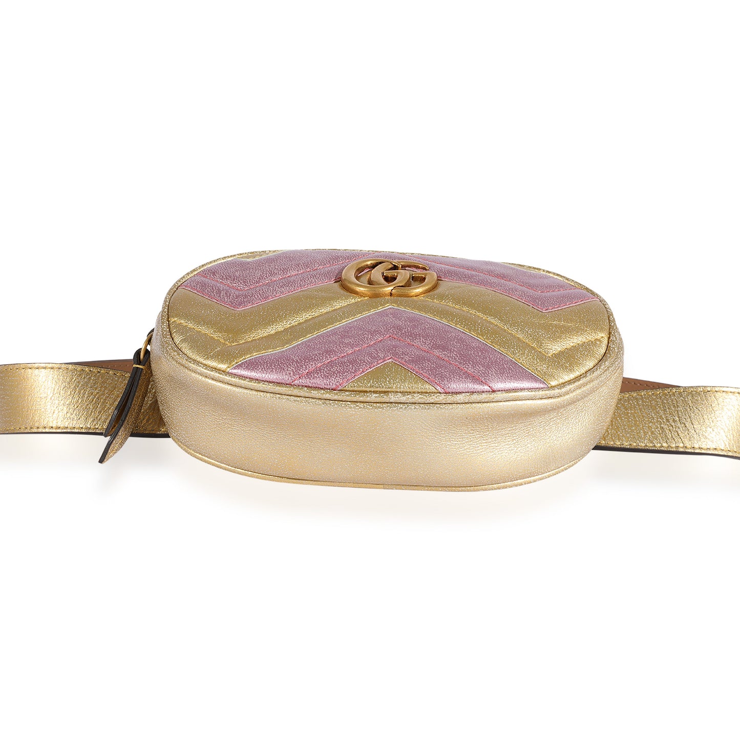 Metallic Gold & Pink Matelassé Marmont Belt Bag