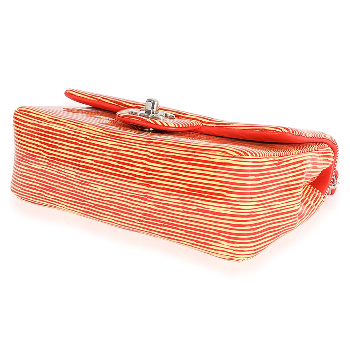 Red Striped Patent Mini Rectangular Classic Flap Bag