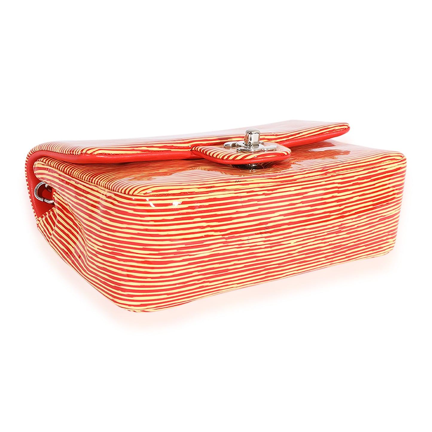 Red Striped Patent Mini Rectangular Classic Flap Bag