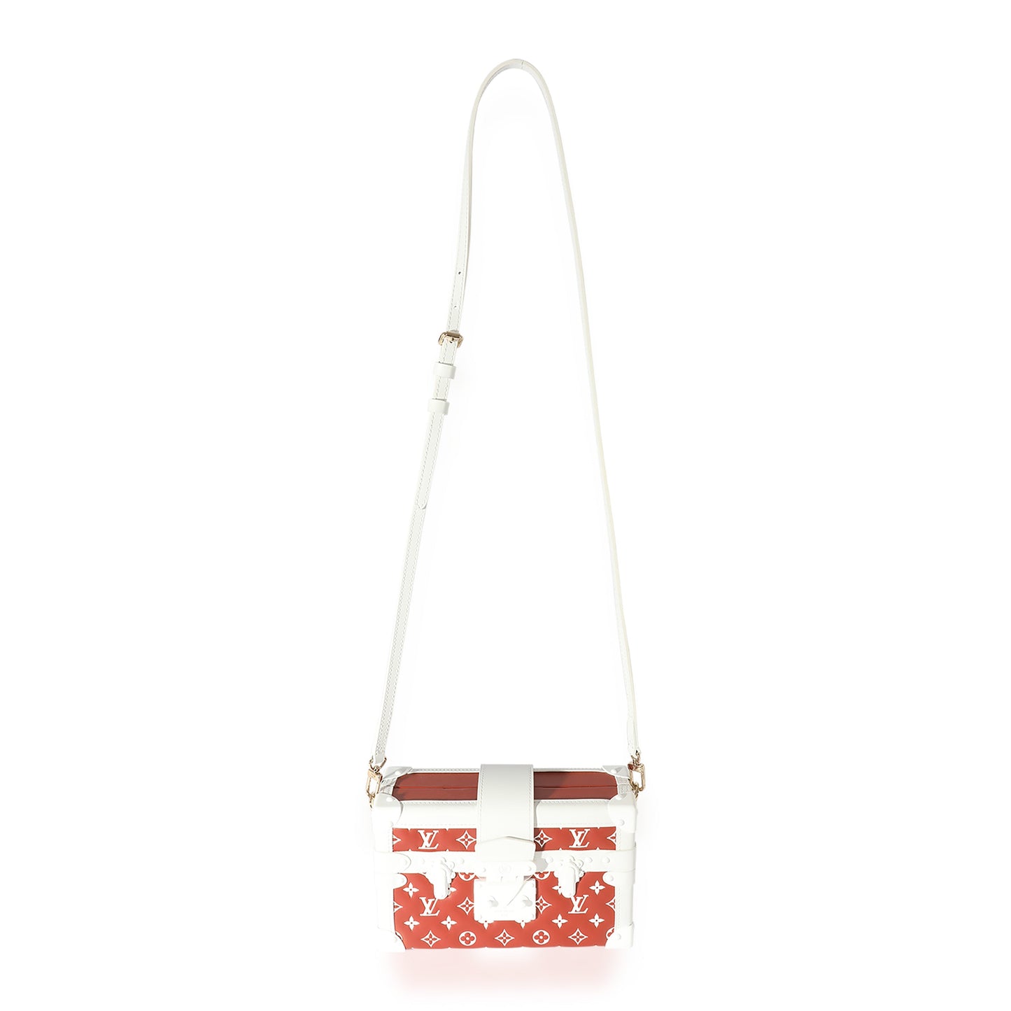 Terracotta & White Monogram Embossed Lambskin Petite Malle