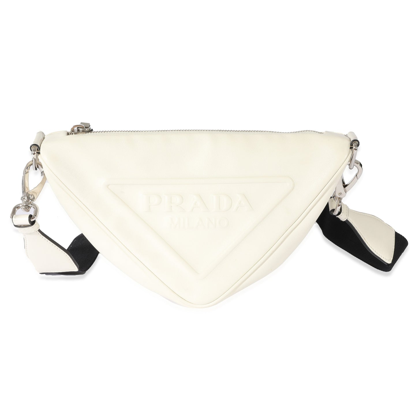 White Leather Triangle Crossbody Bag