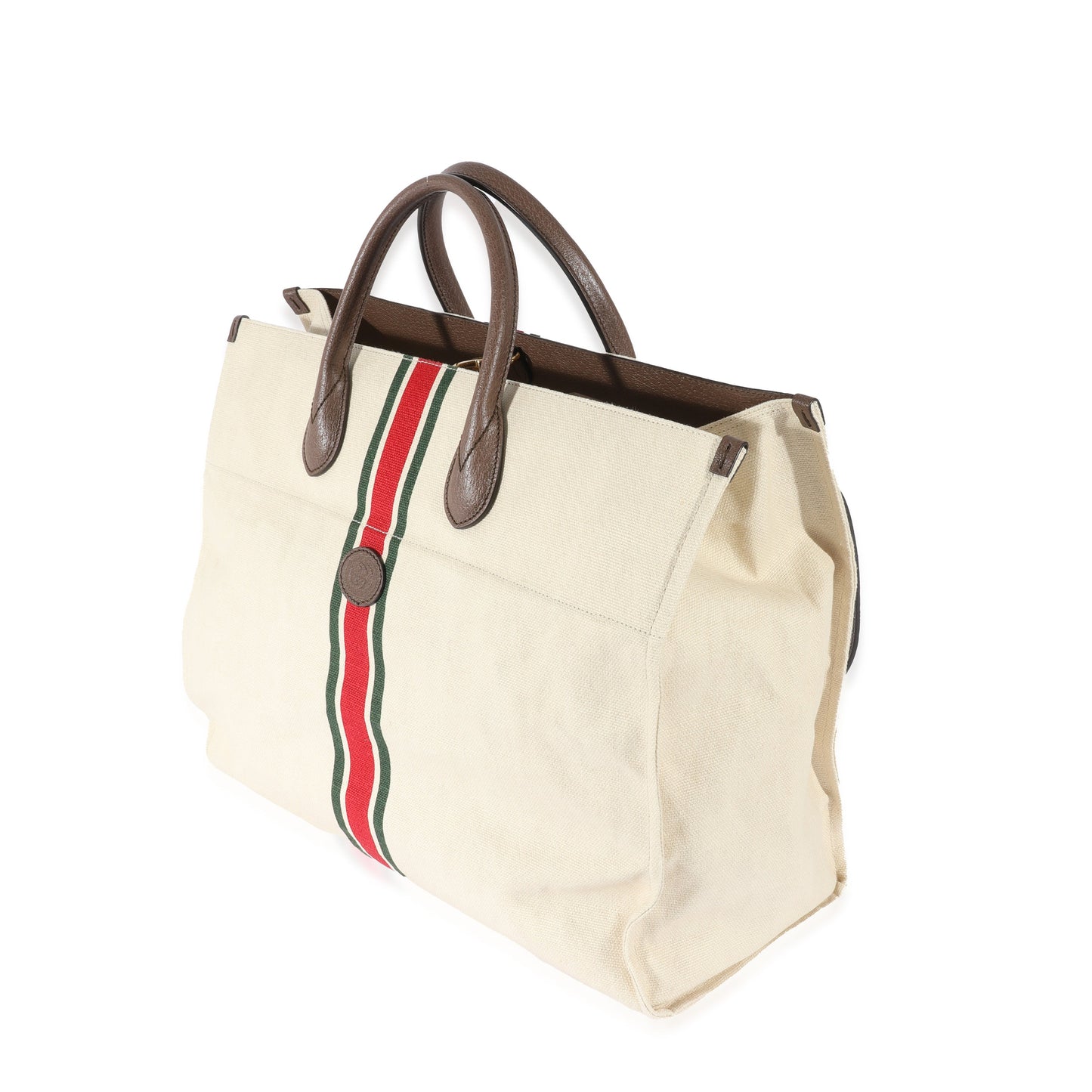 Beige Web Linen Foldable Tote