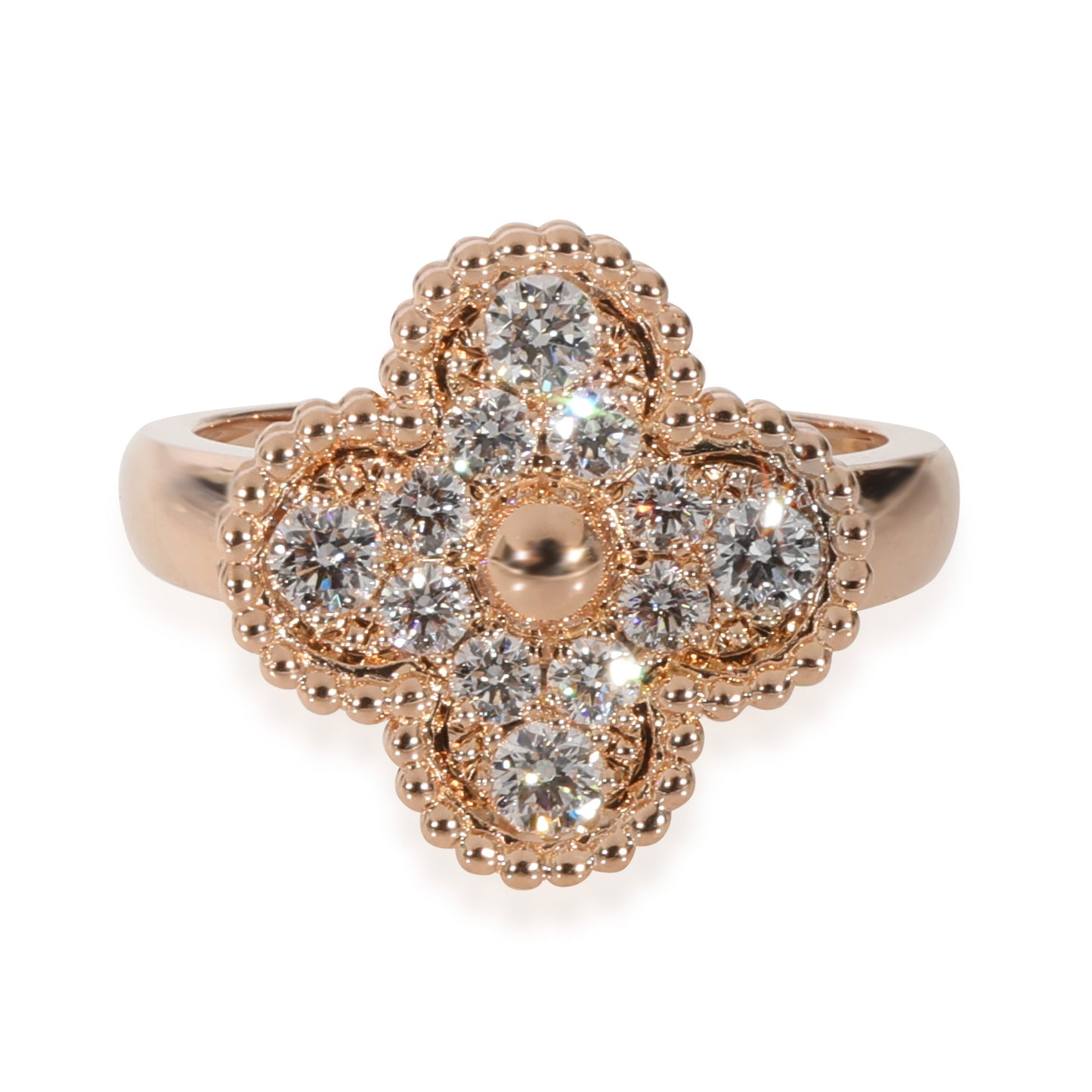 Vintage Alhambra Diamond Ring in 18k Rose Gold 0.48 CTW