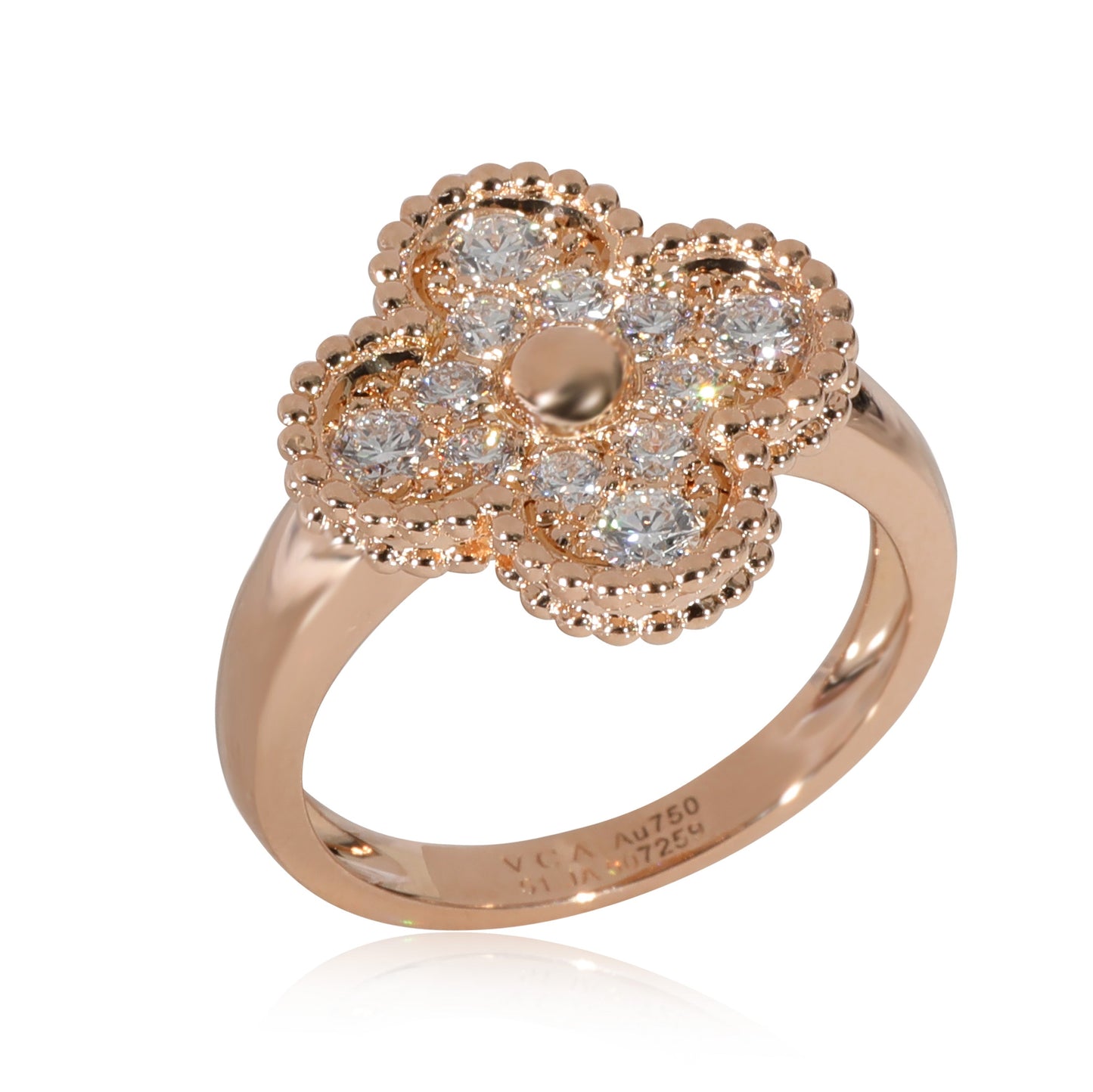 Vintage Alhambra Diamond Ring in 18k Rose Gold 0.48 CTW