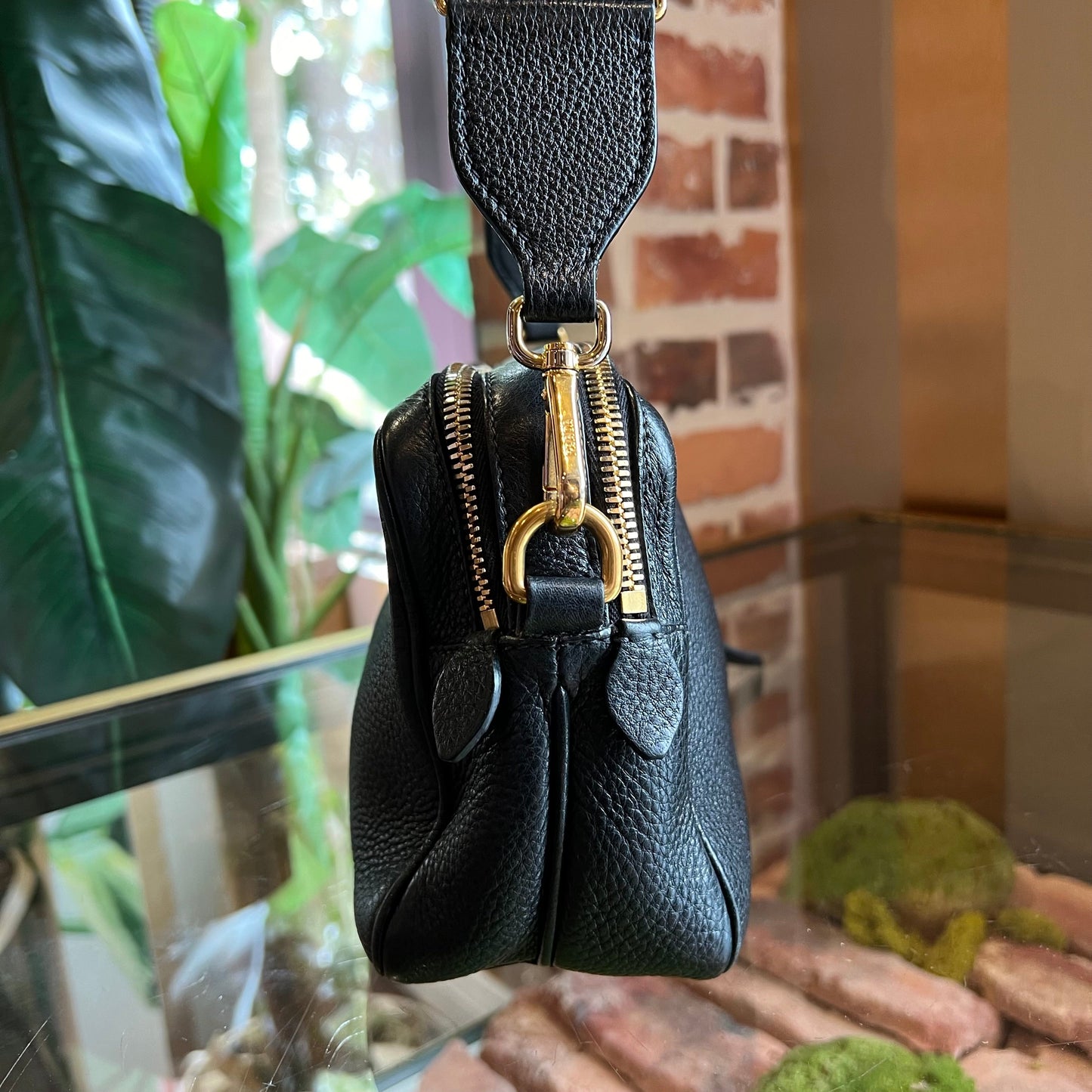 PRADA Black Vitello Daino Camera Bag TS