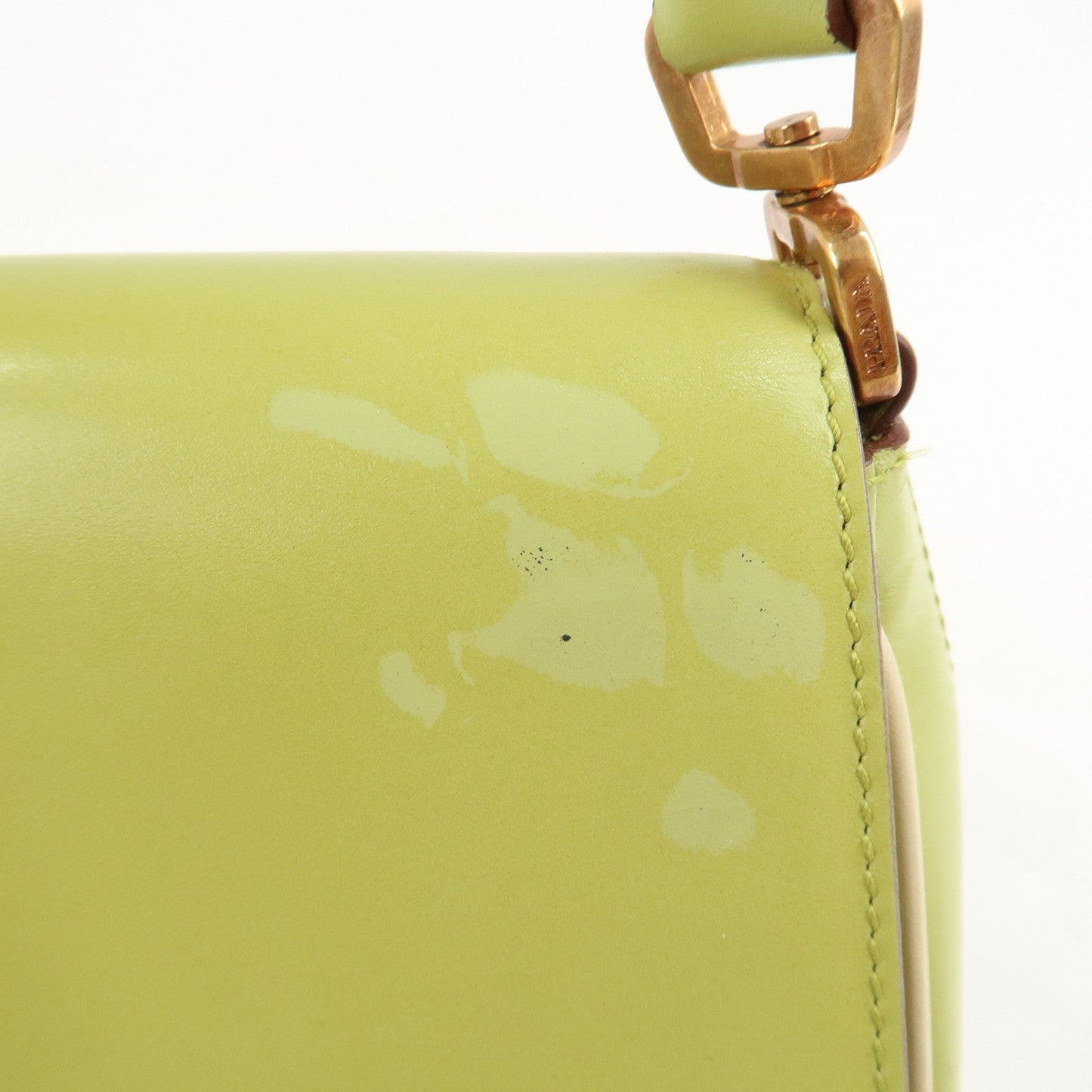 PRADA Leather Shoulder Bag Hand Bag Light Green B10689