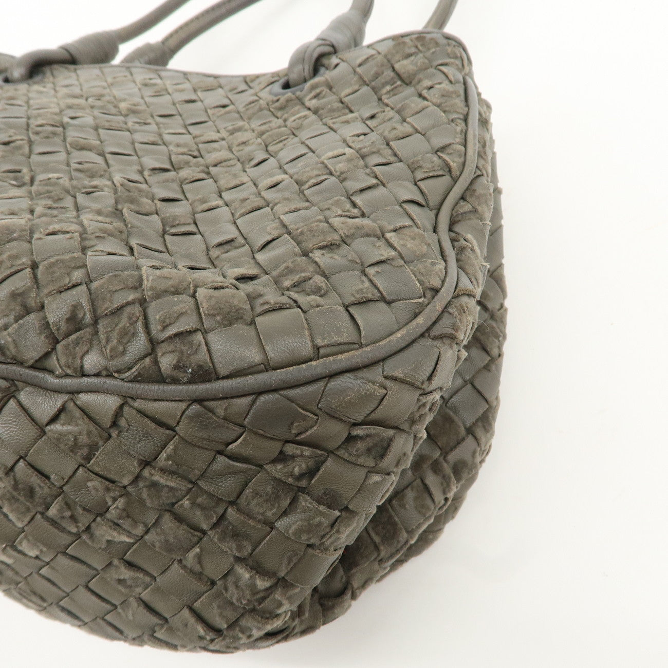 BOTTEGA VENETA Intrecciato Leather Hand Bag Tote Bag Khaki