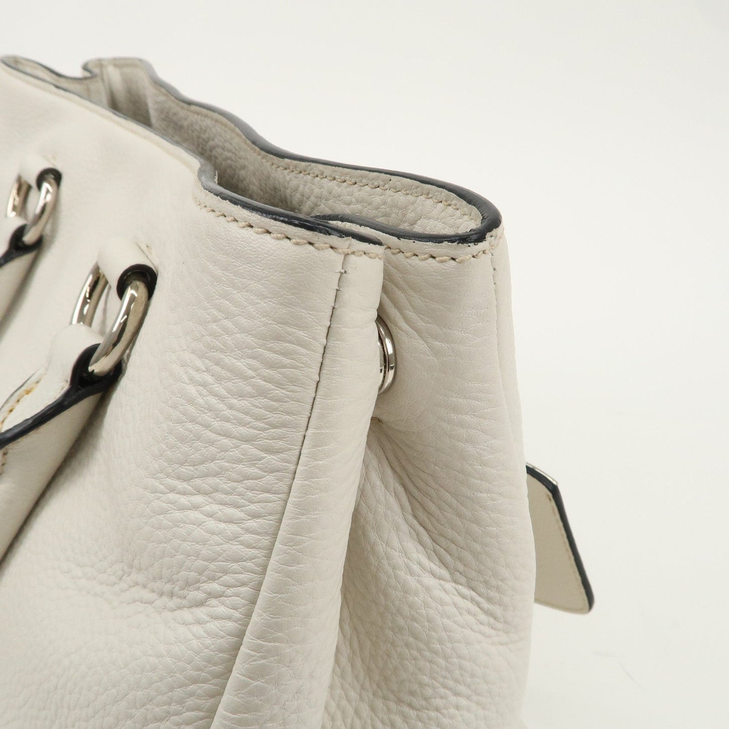 PRADA Leather Hand Bag White BN2579